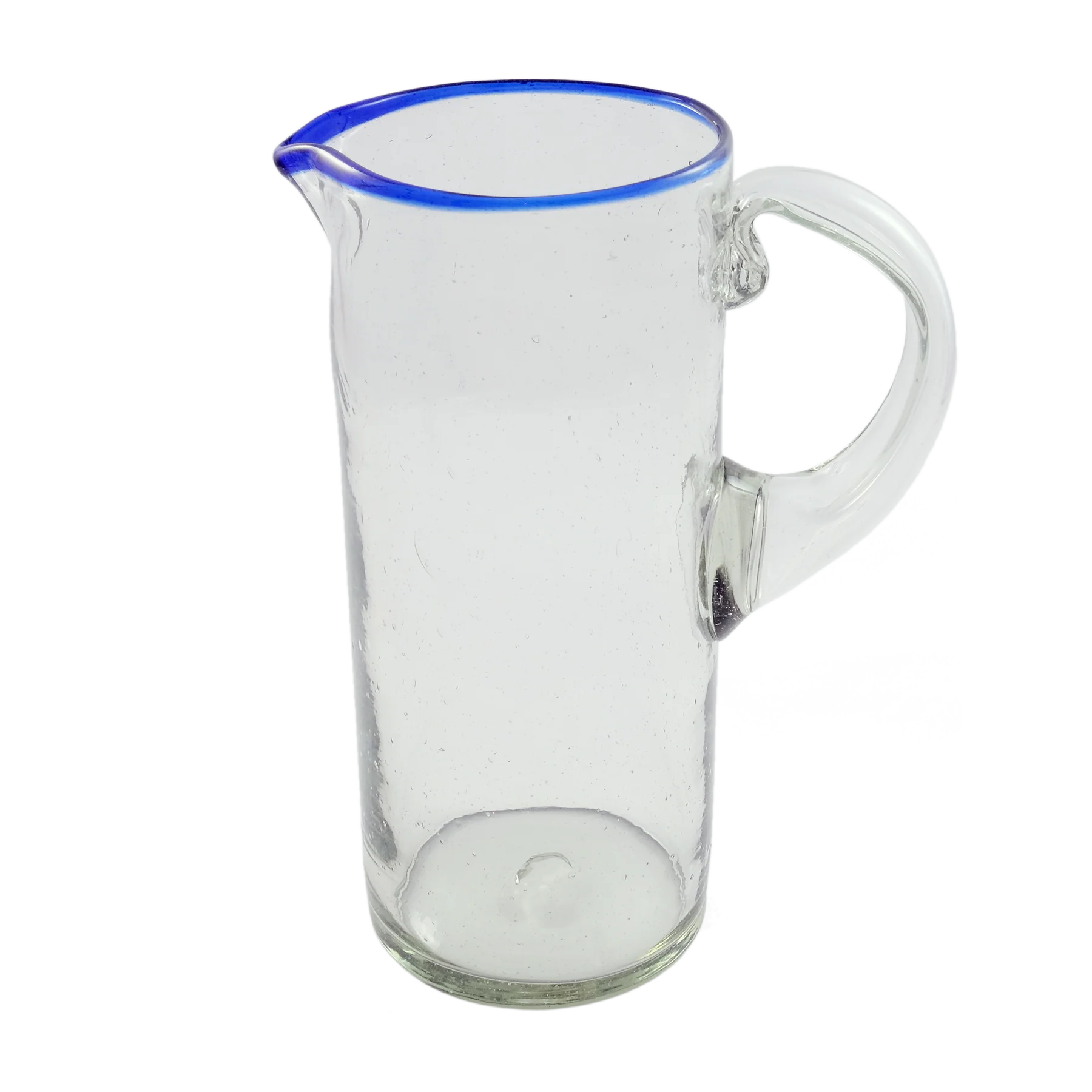 Blue Rim Glass Pitcher
