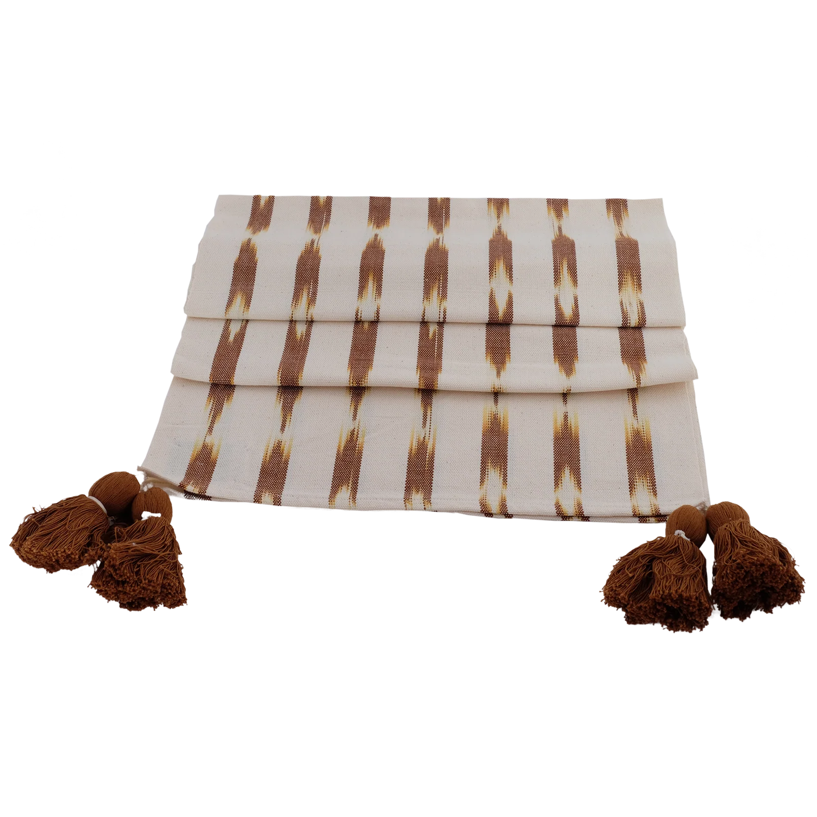 White and Nutmeg Serpentina Cotton Table Runner