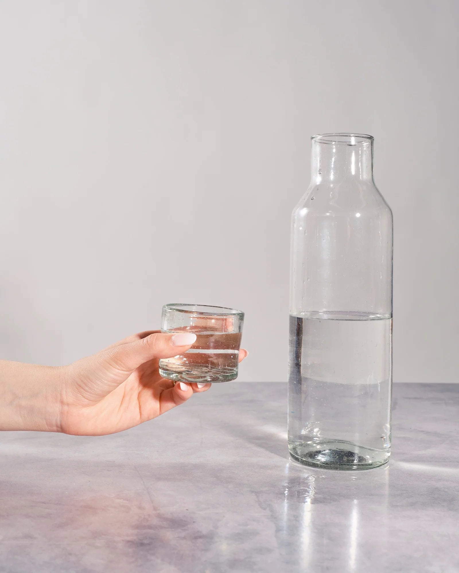 Large Slim Glass Carafe with Cup