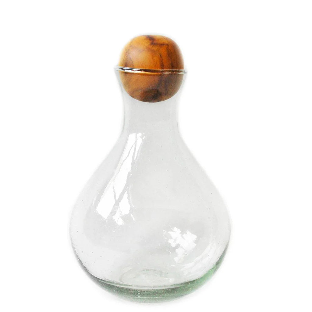 Large Roly Poly Decanter with Wood Topper