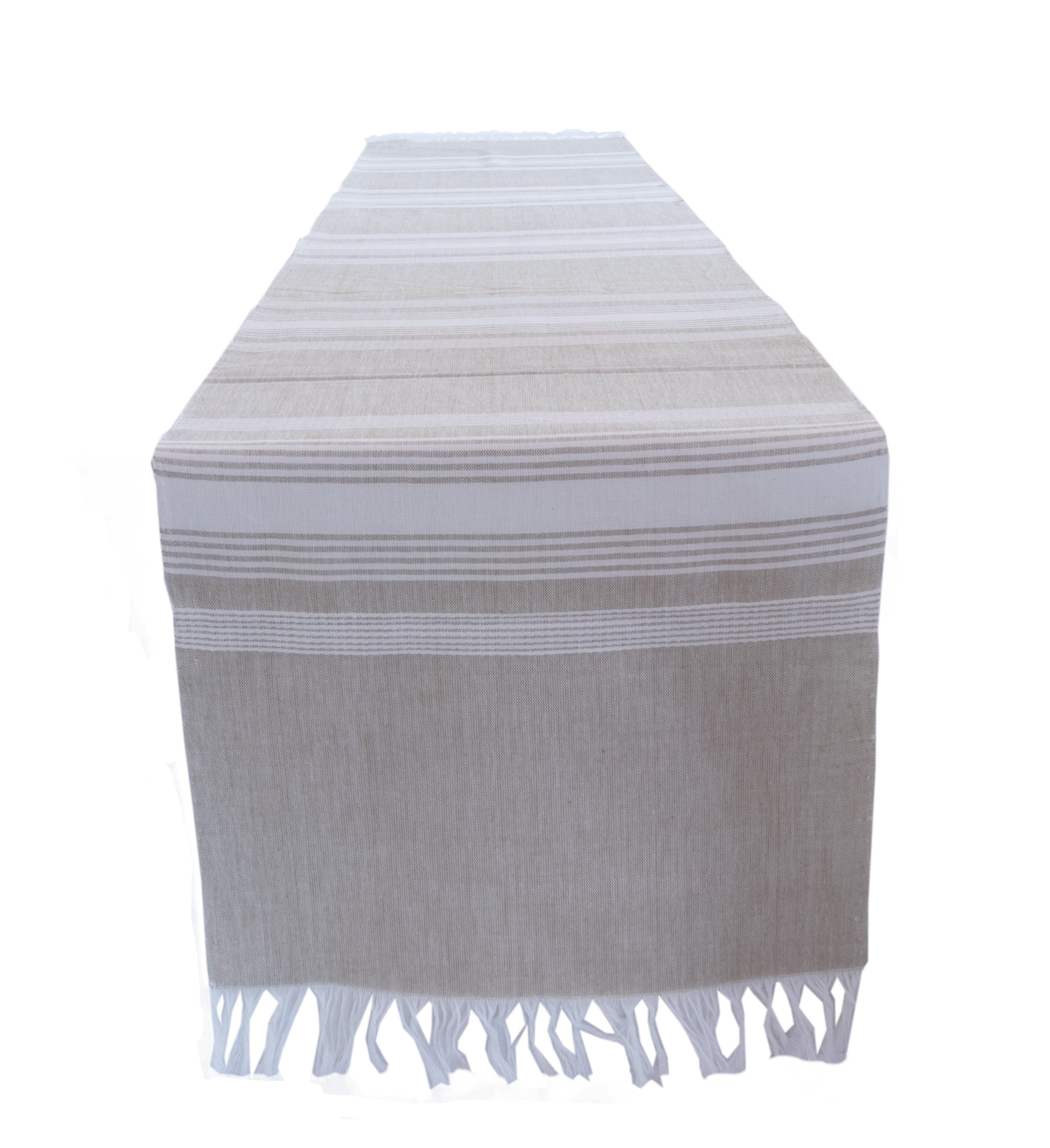 Wheat with White Stripes Cotton Table Runner