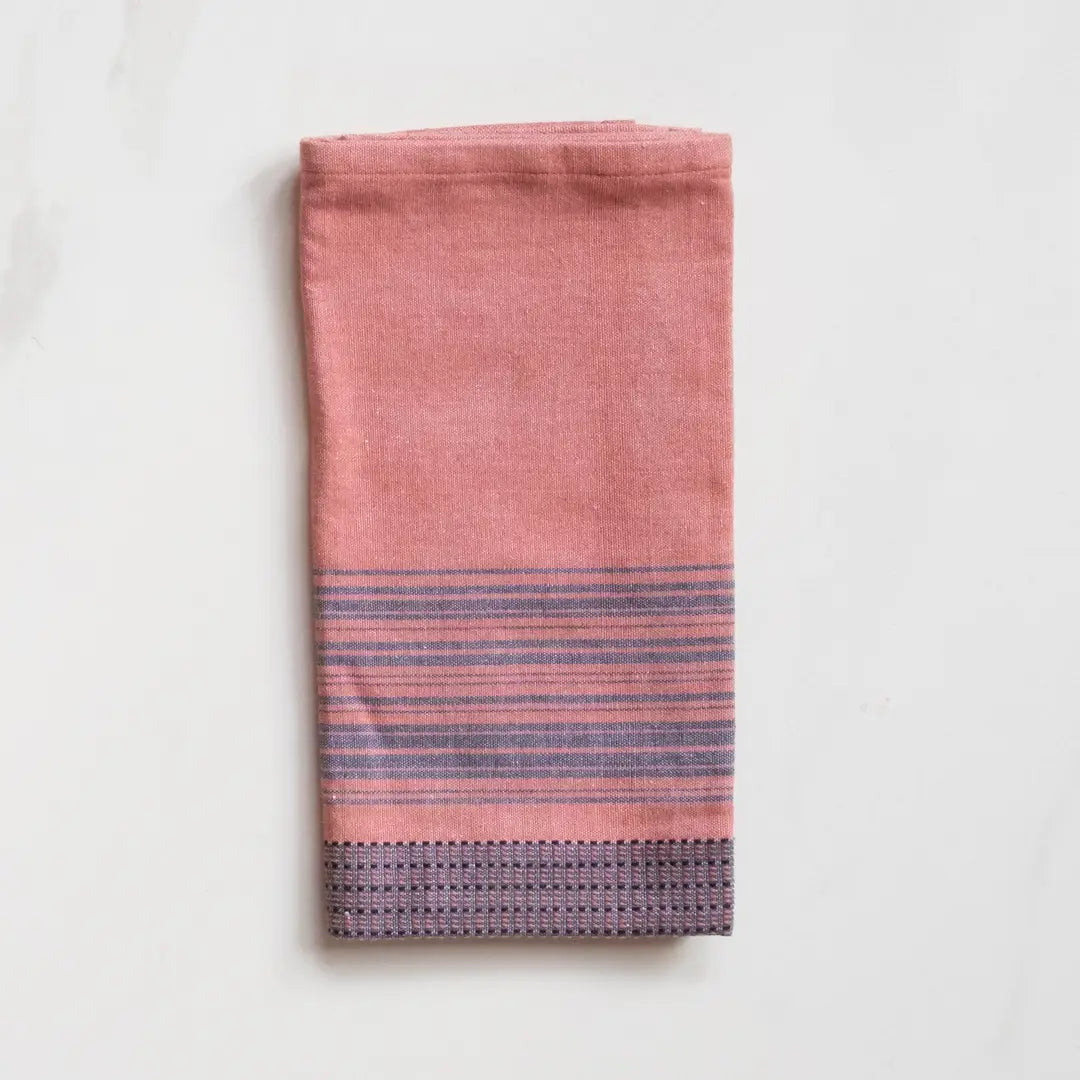 Pink Napkins with Blue Stripes – Set of 4