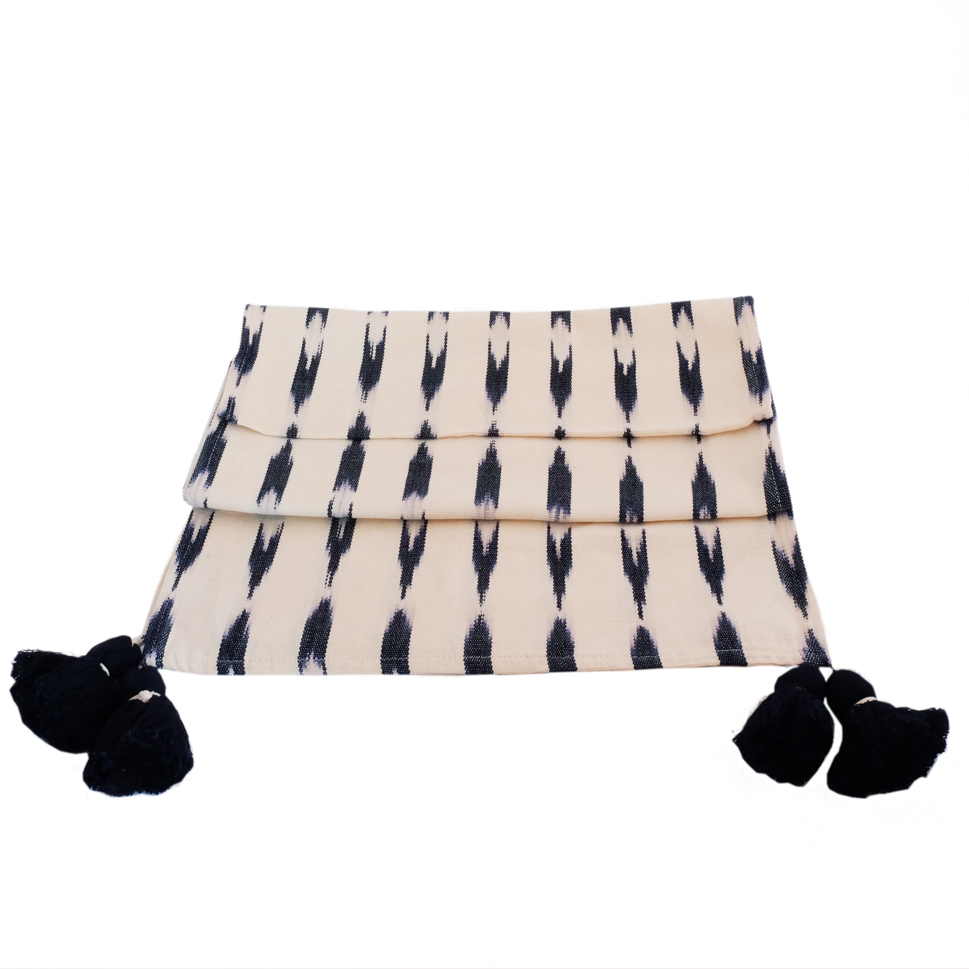 White and Indigo Serpentina Cotton Table Runner