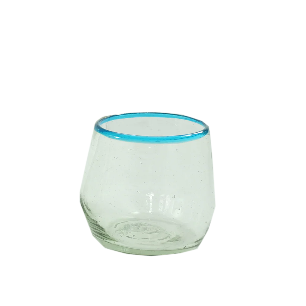 Aqua Rim Roly Wine Glass
