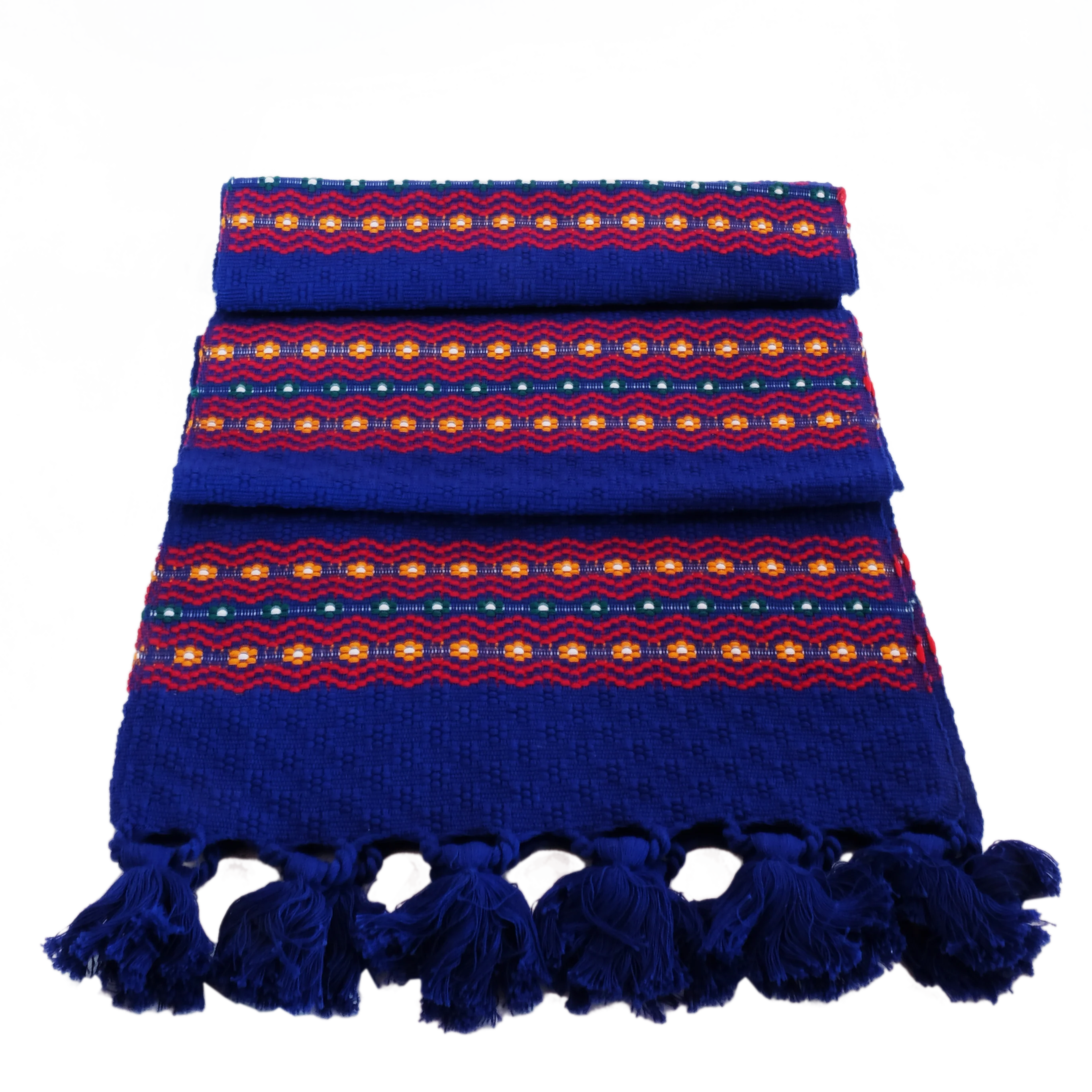 Blue Thick Stripe Florecitas Cotton Table Runner