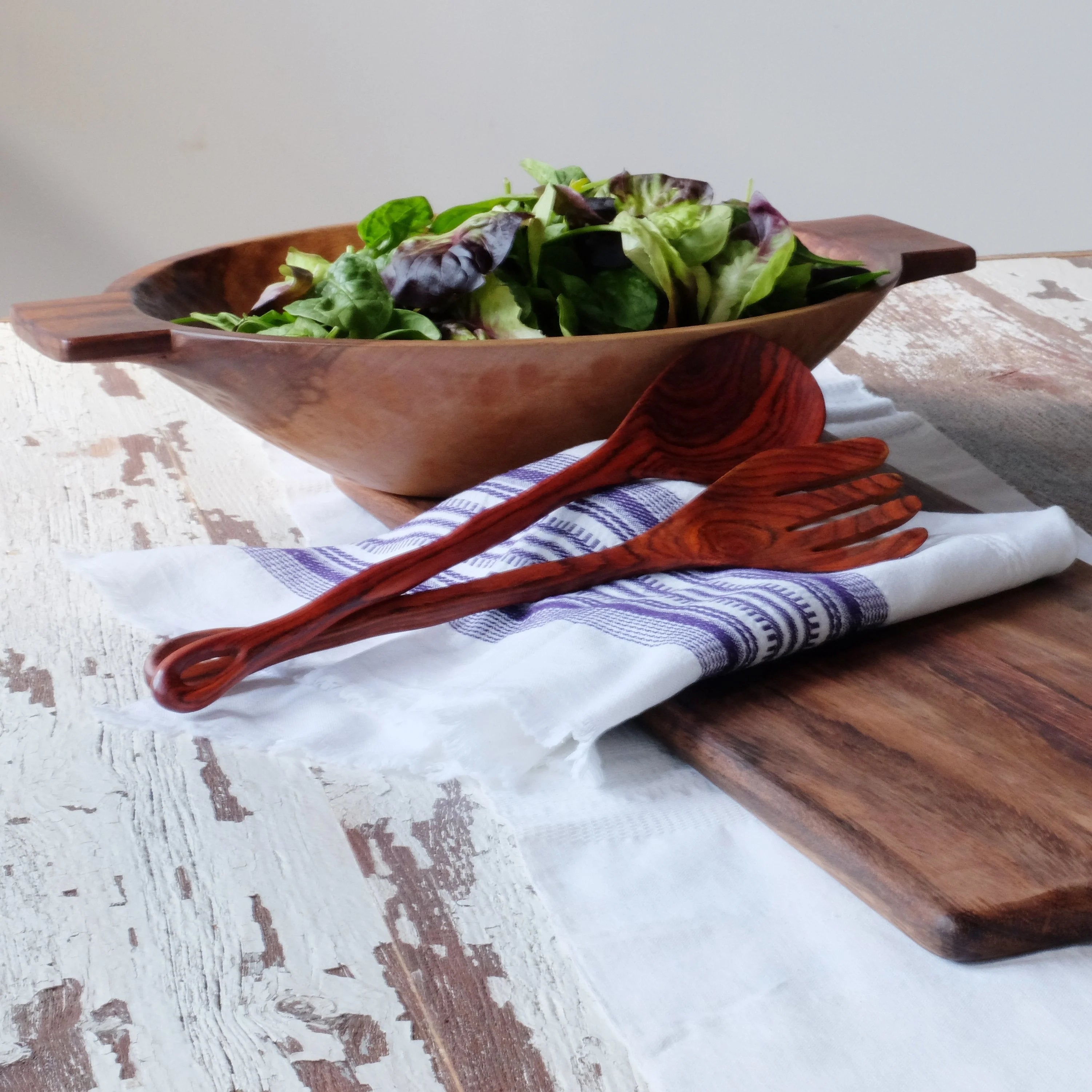 Medium 15.5 inch Wood Bowl with Handles