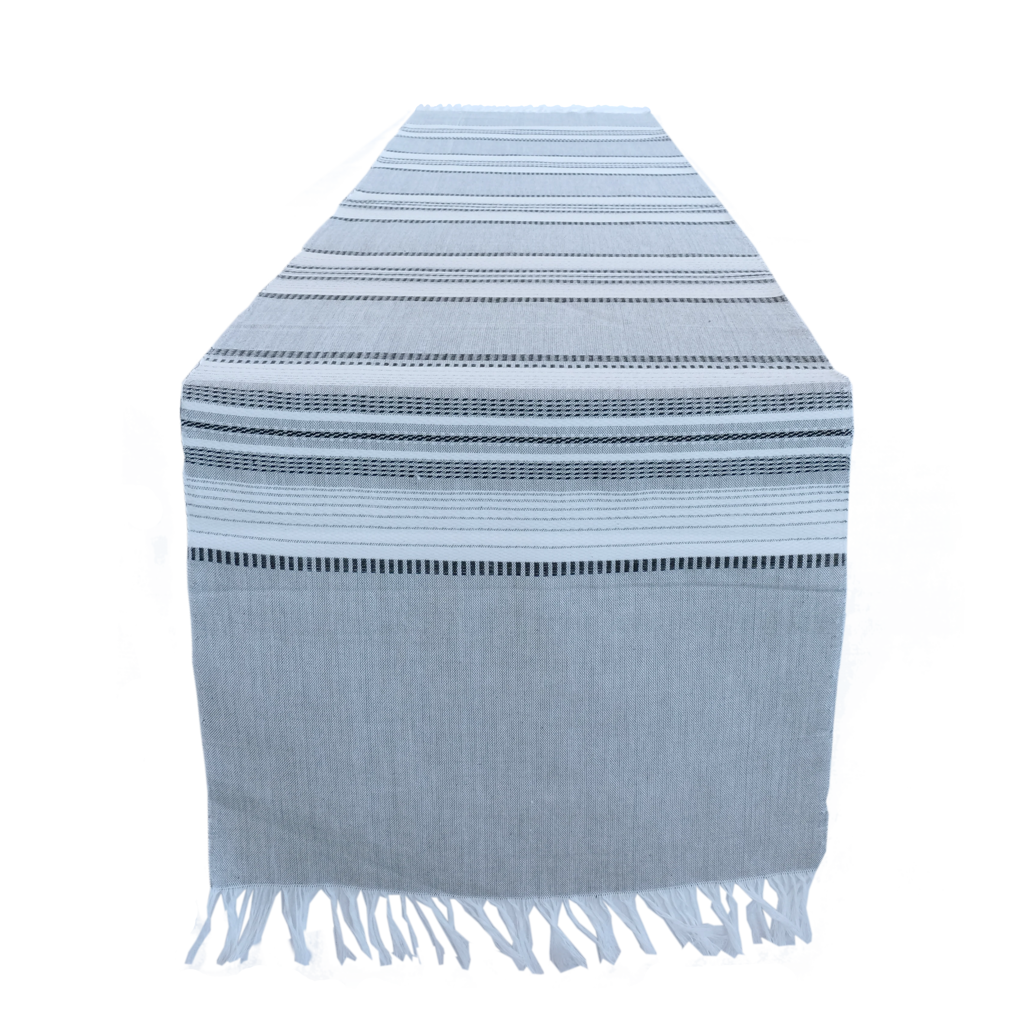 Slate with Black & White Stripes Table Runner