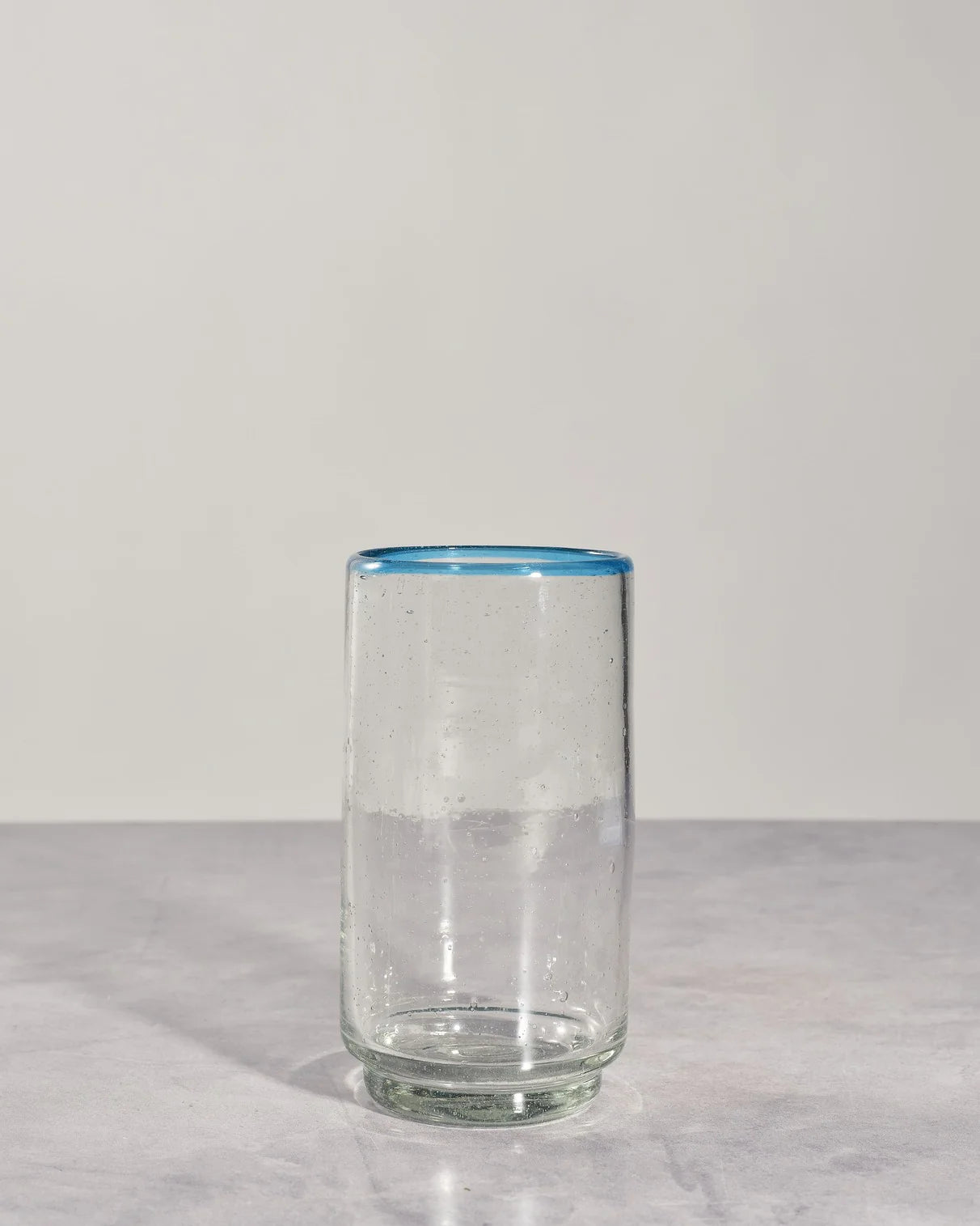 Large Aqua Rim Stacking Glass