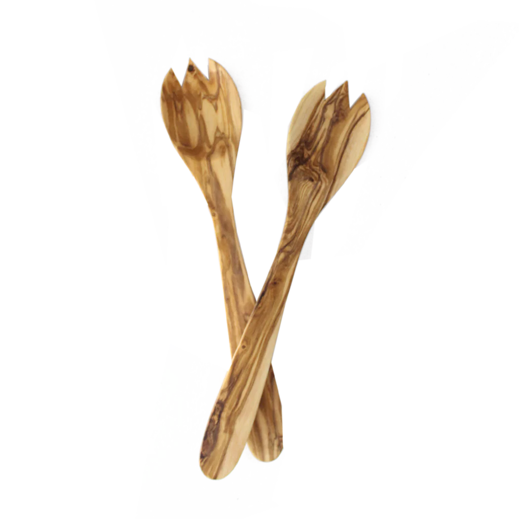 Olive Wood Classic Two Piece Salad Server Set