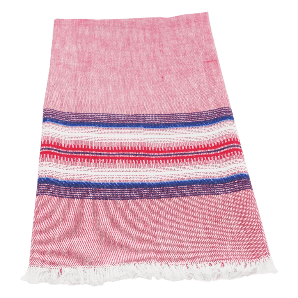 Red with Blue Chambray Kitchen Towels Set of 2