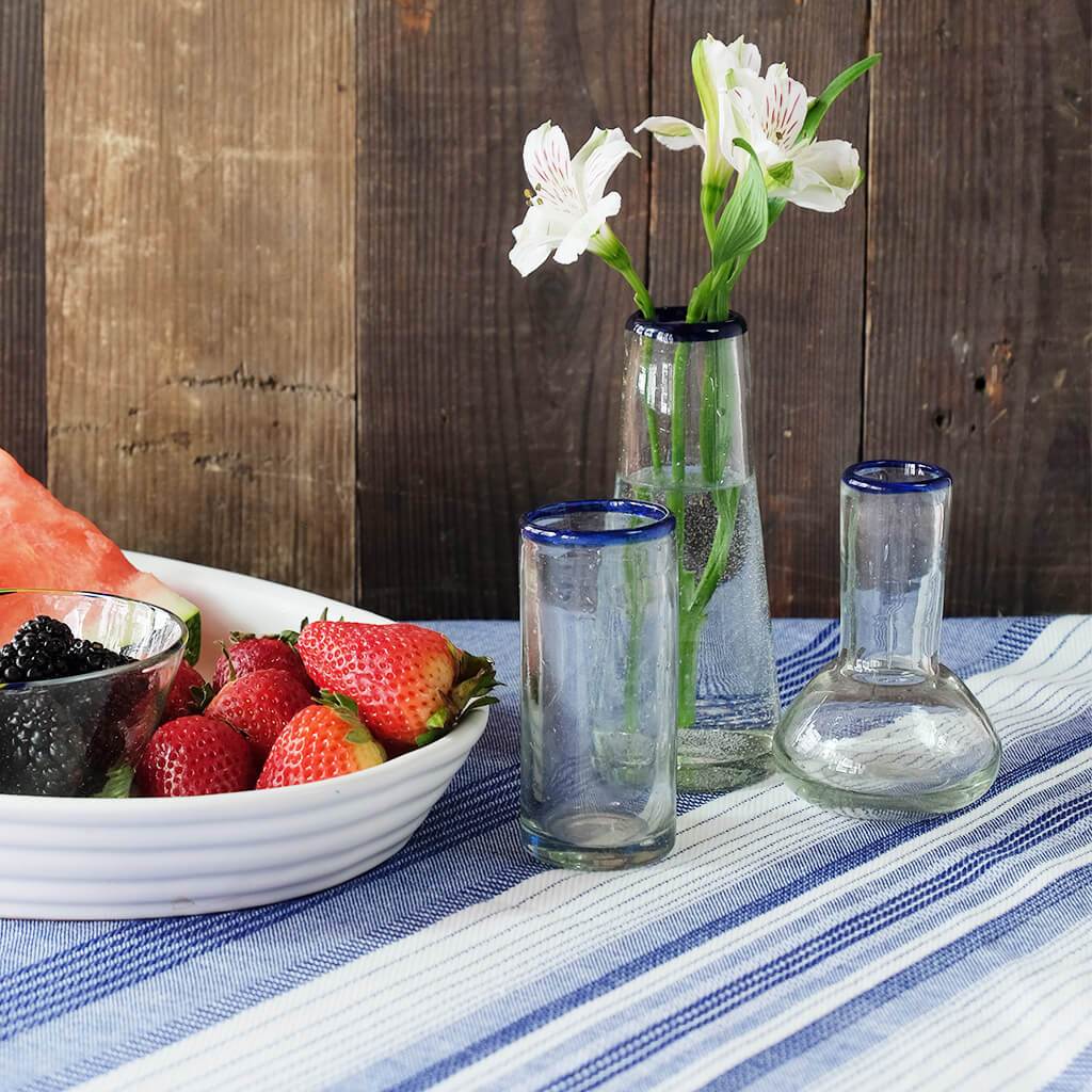 Blue Rim Cordial Glass