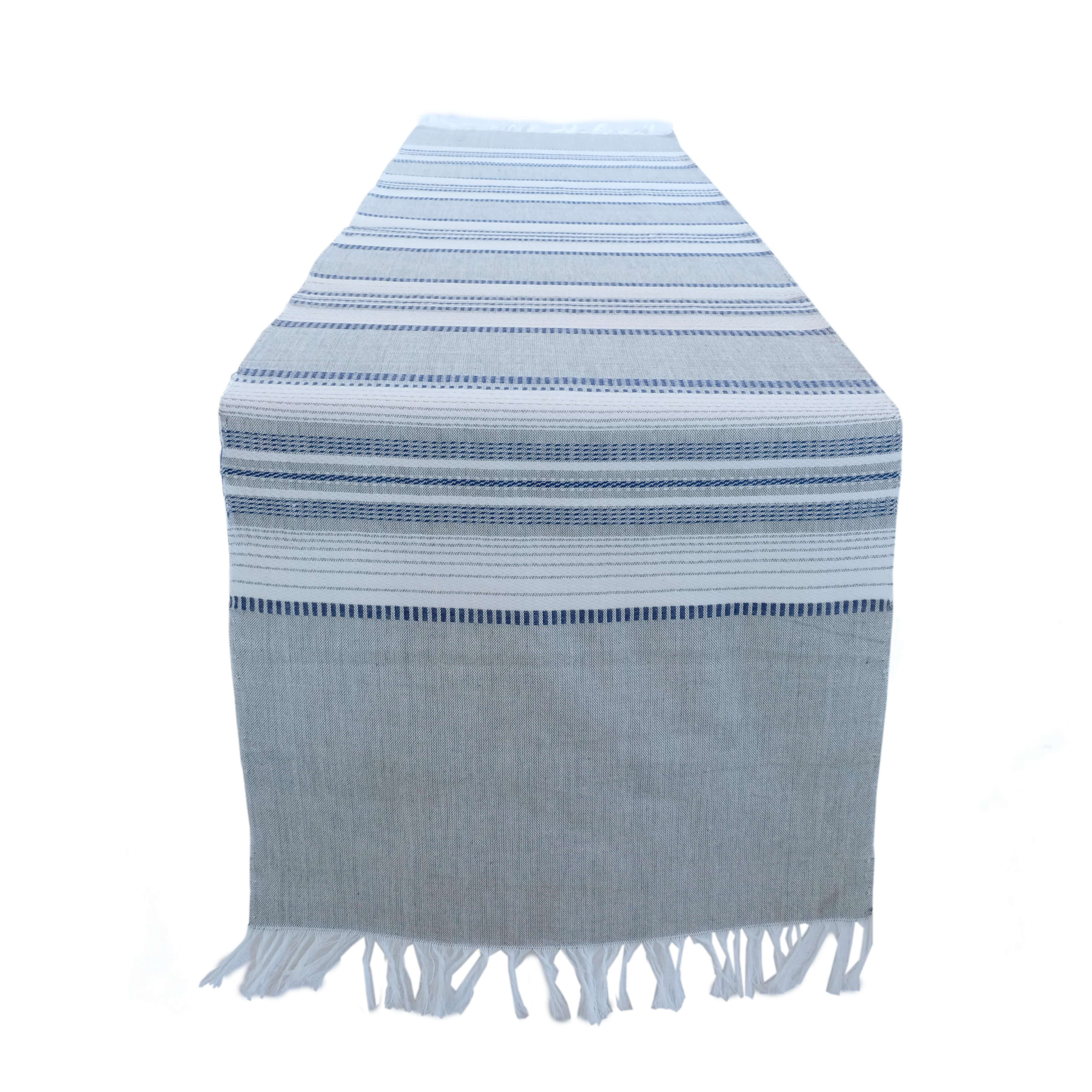 Slate with Navy Stripes Cotton Table Runner
