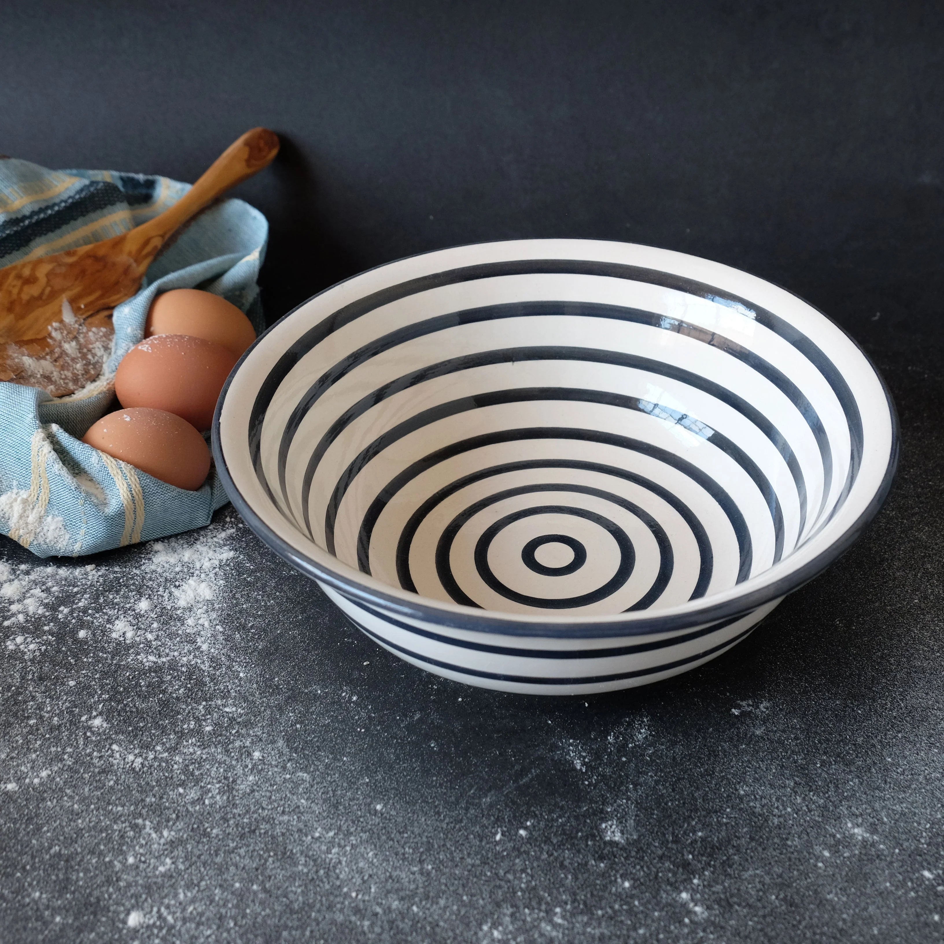 Black Stripe Medium Deep Bowl