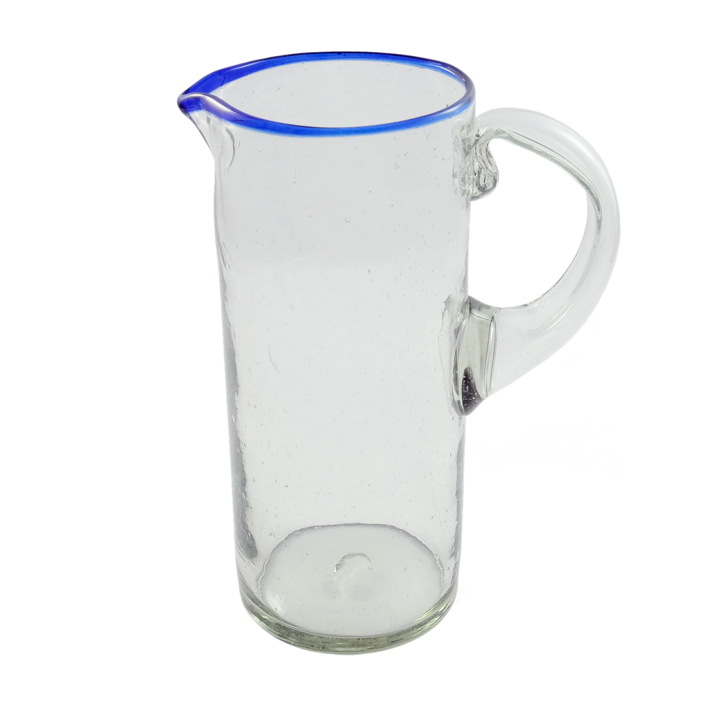 Blue Rim Glass Pitcher