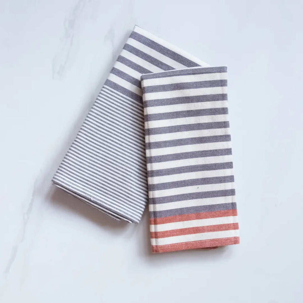 Red & Gray Kitchen Tea Towels - Set of 2