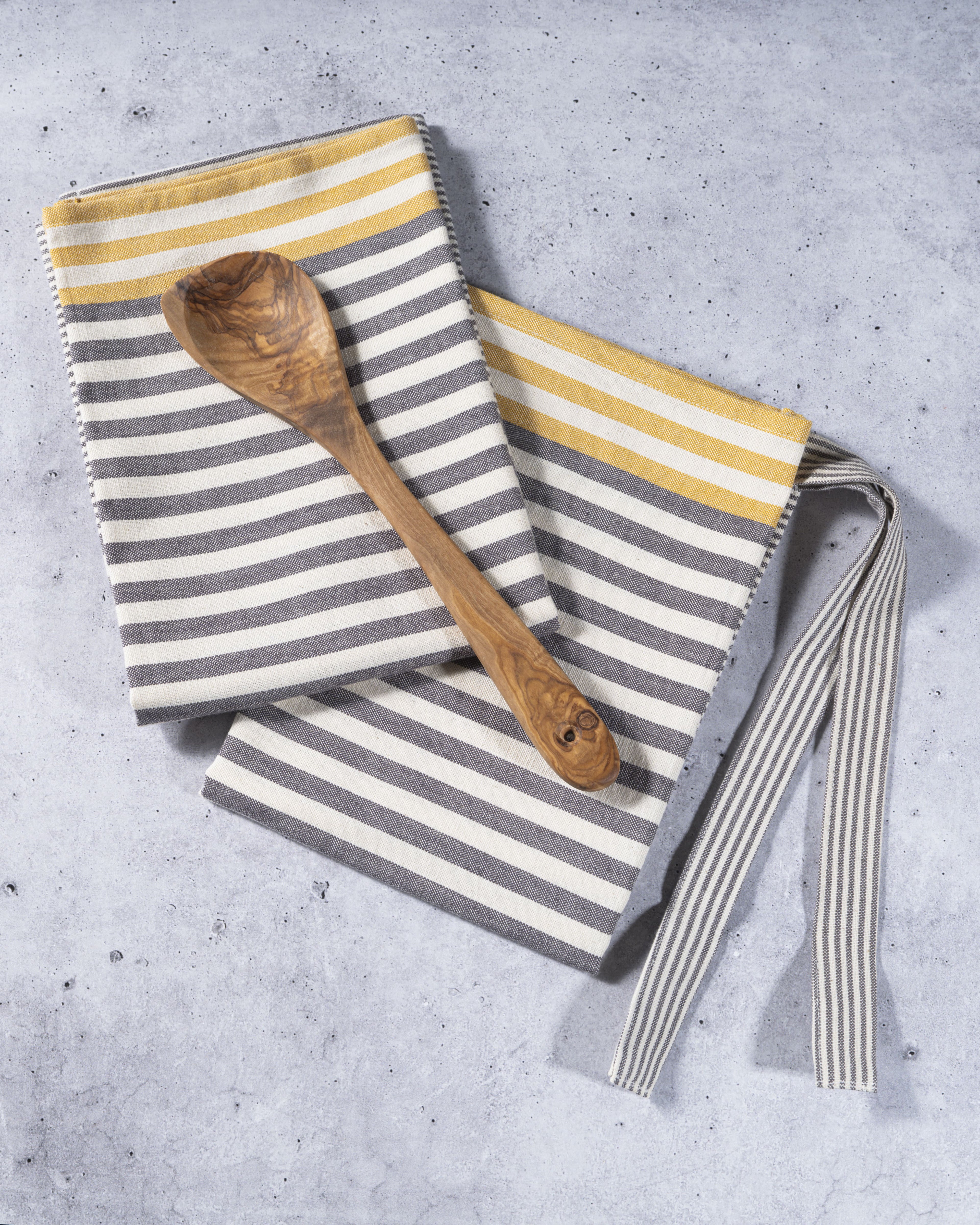 Gray with Yellow Stripes Kitchen Towels - Set of 2