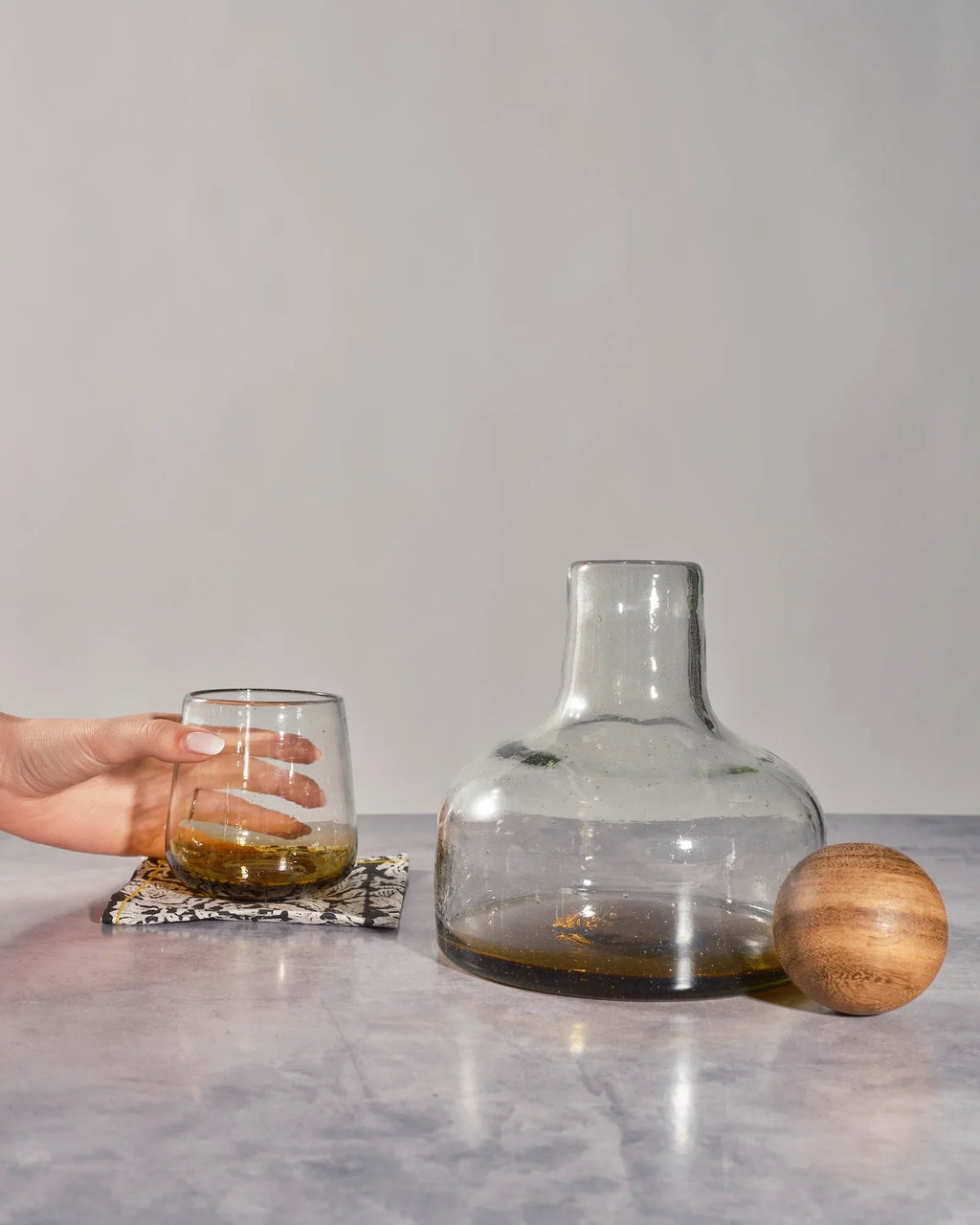 Amber Orlando Decanter/Bottle with Wood Topper