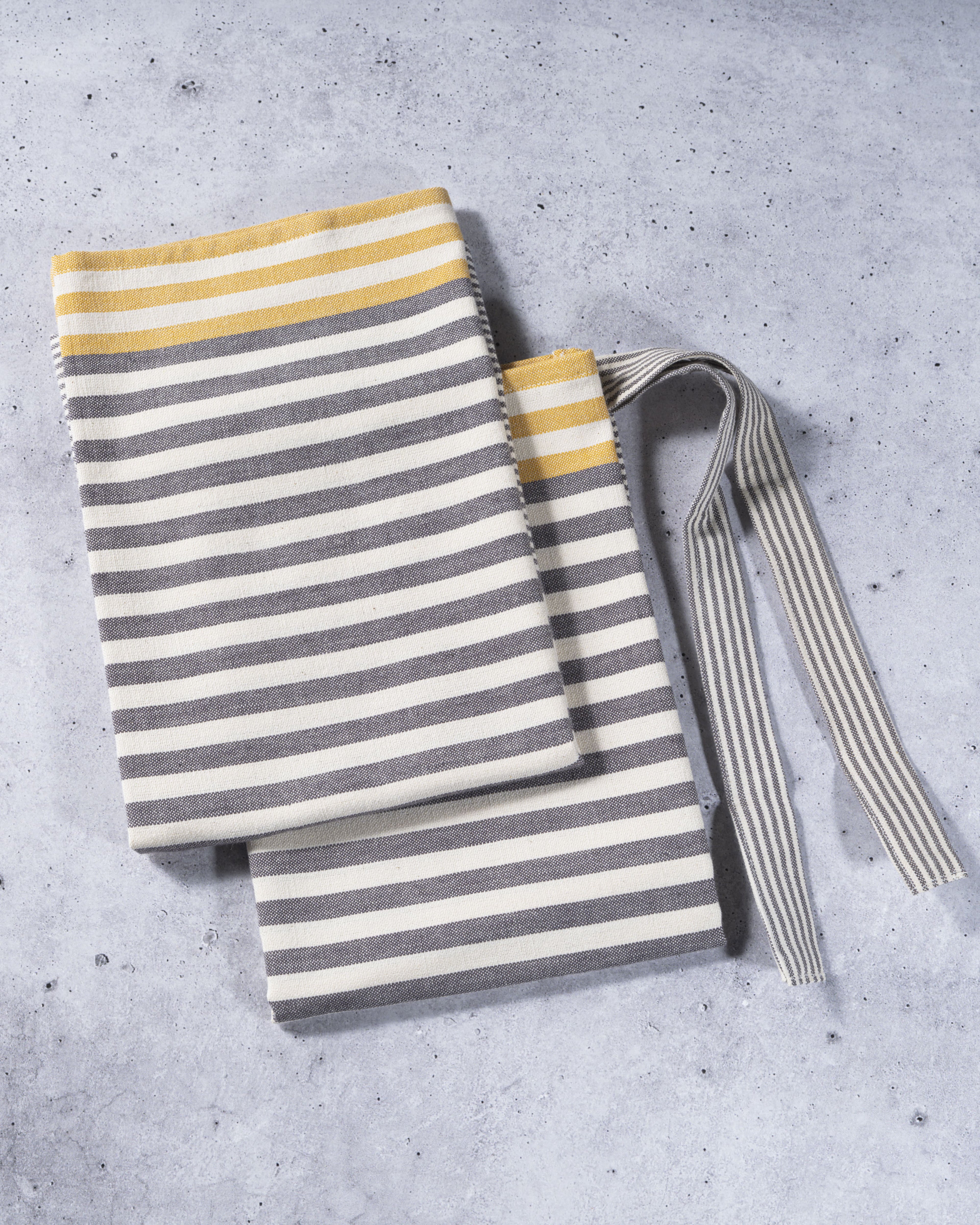 Gray with Yellow Stripes Kitchen Towels - Set of 2