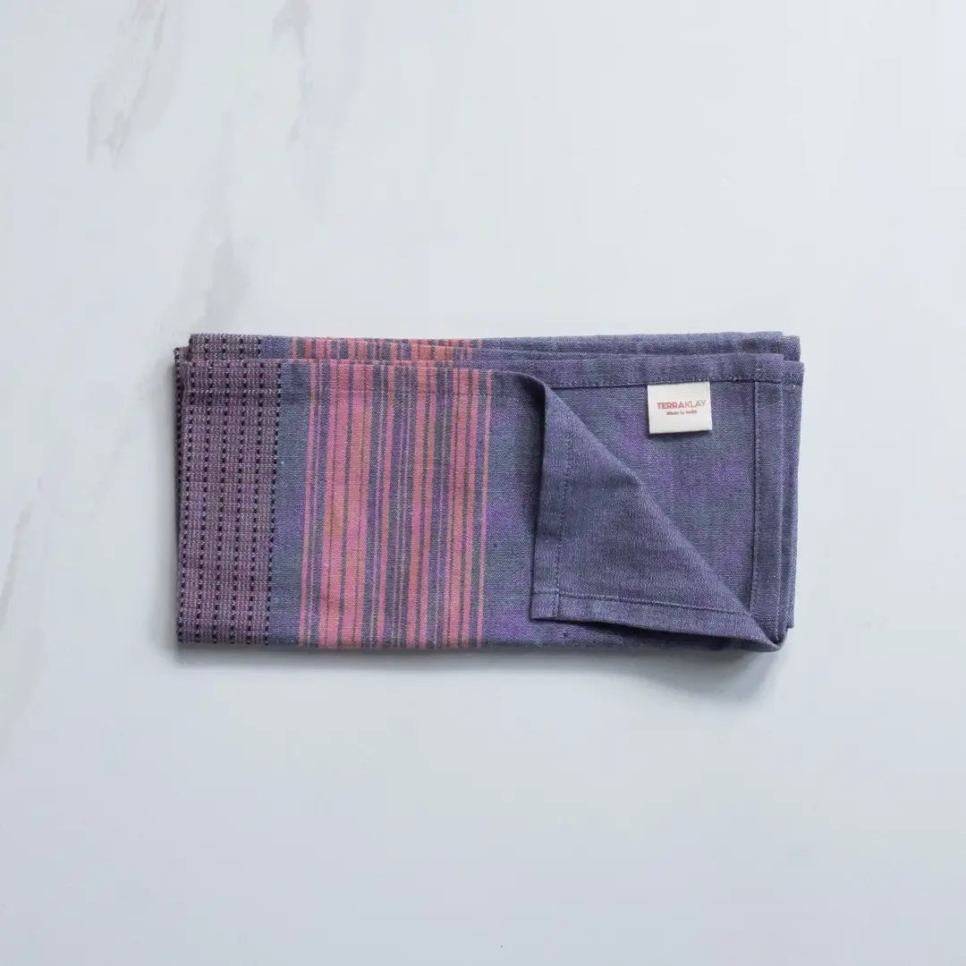 Blue Napkins with Pink Stripes – Set of 4