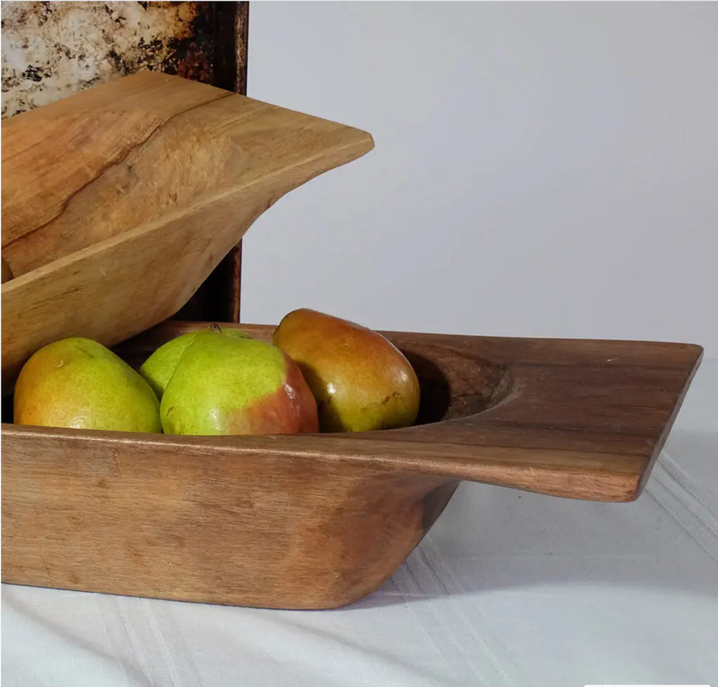 Large Wood Dough Bowl Tray