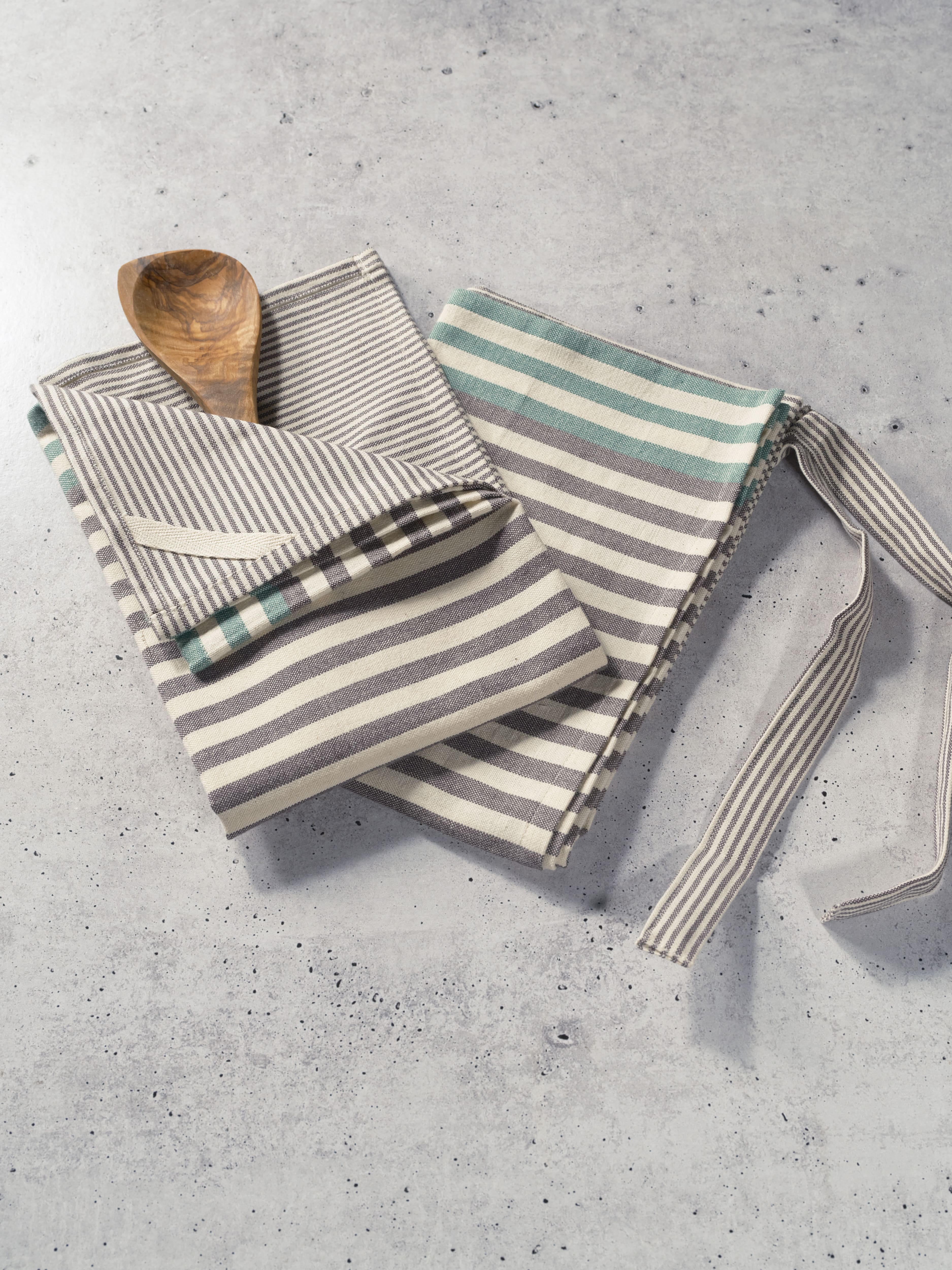 Green & Gray Stripe Organic Cotton Tea Towels – Set of 2