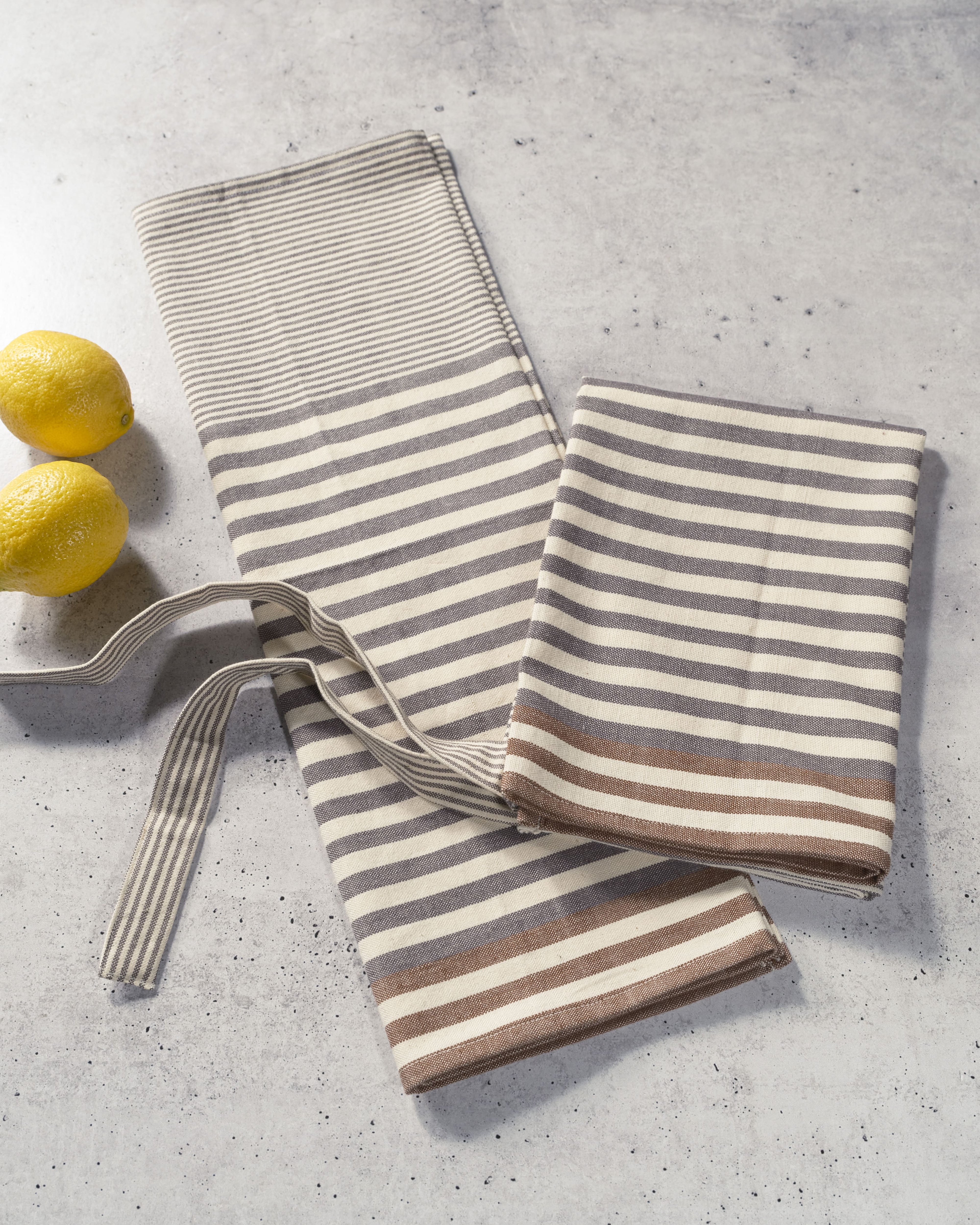 Gray with Yellow Stripes Kitchen Towels - Set of 2