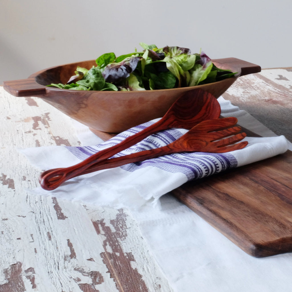 Medium 15.5 inch Wood Bowl with Handles