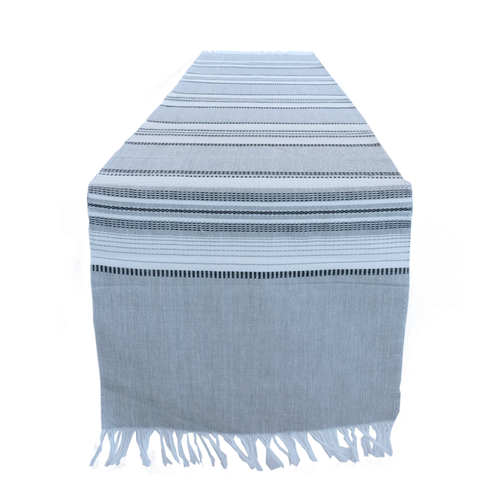 Slate with Black & White Stripes Table Runner