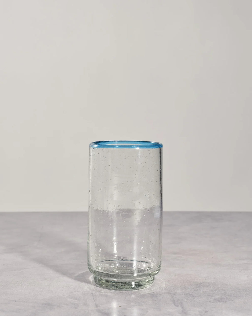 Large Aqua Rim Stacking Glass
