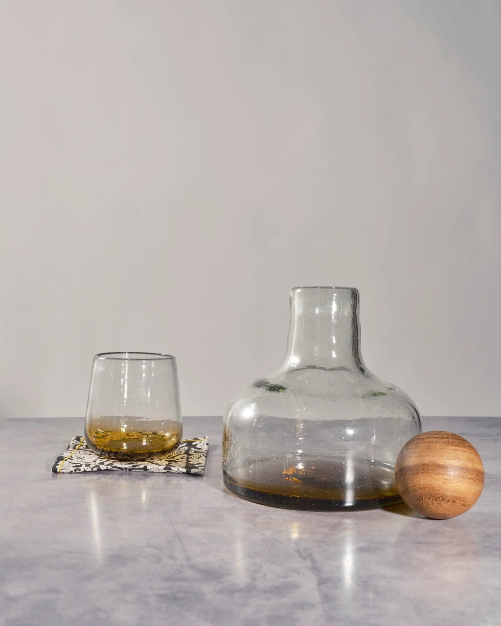 Amber Orlando Decanter/Bottle with Wood Topper