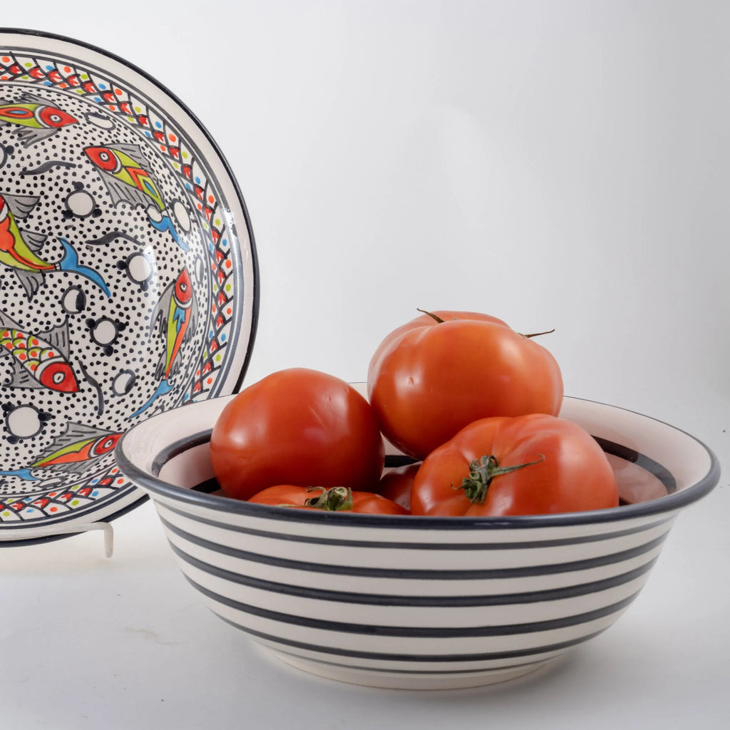 Black Stripe Medium Deep Bowl