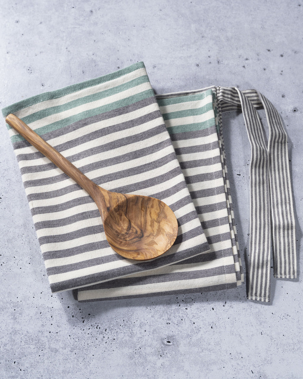 Green & Gray Stripe Organic Cotton Tea Towels – Set of 2