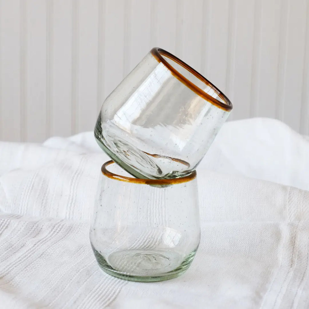 Amber Rim Roly Wine Glass